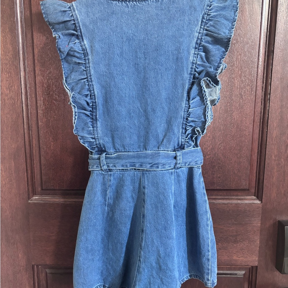 Day + Moon Denim Ruffle Sleeve Romper - Picture 2 of 3